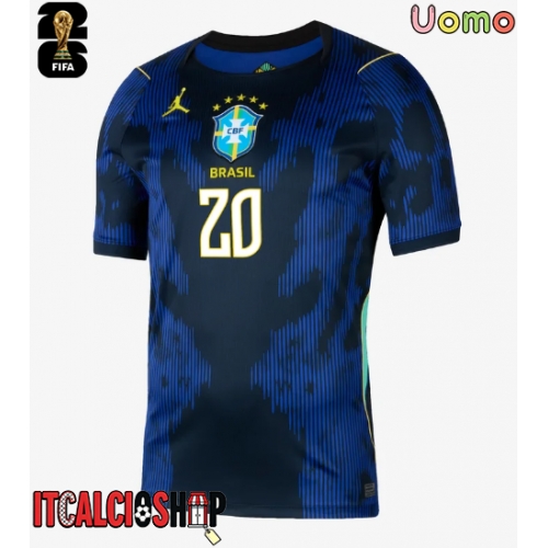 Brasile Lucas Paqueta #20 Seconda Maglia Mondiali 2026 Manica Corta